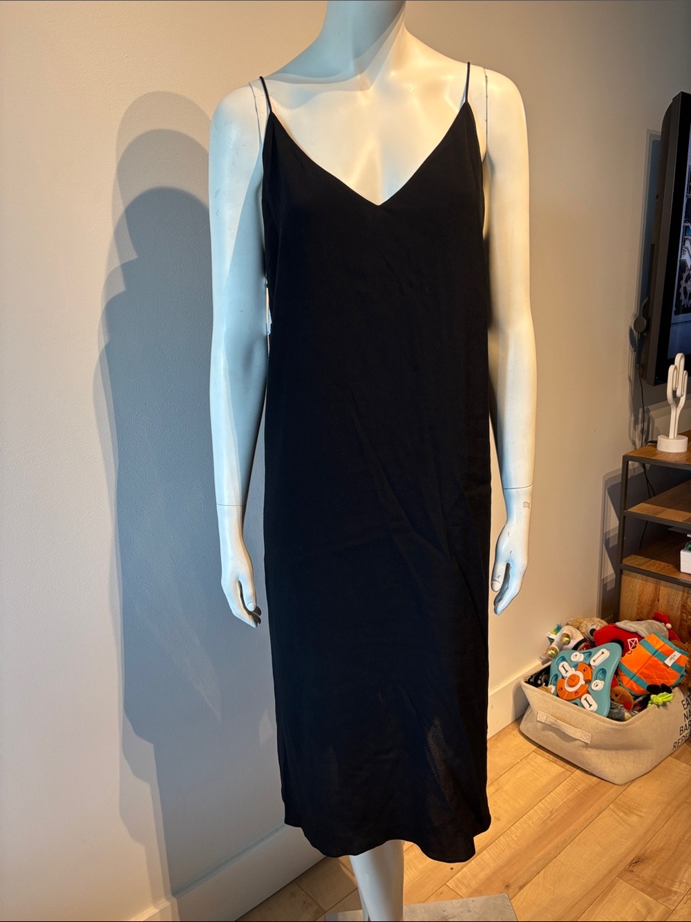 Aritzia Black Slip Midi Dress